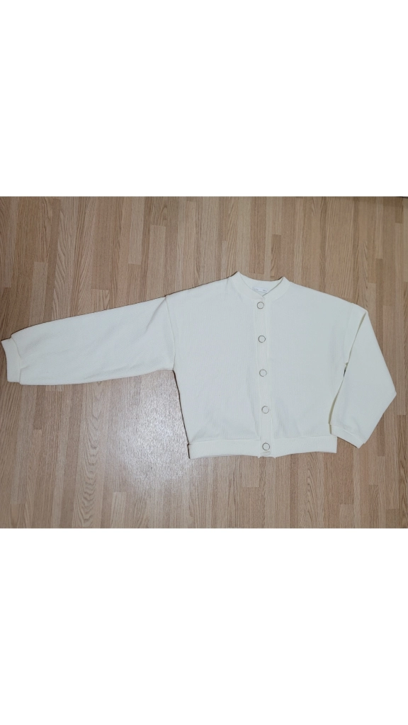 아이보리색 진주 단추 가디건 (XS/S/M, 44/55/66, 80/85/90 사이즈) 이미지