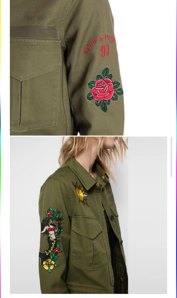 쟈딕앤볼테르(ZADIG&VOLTAIRE) 카키 자수 패치 야상 자켓 (S) 이미지