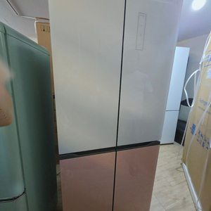 (새상품)쿠잉전자 글램 글라스 대용량 418L 양문형 4도어 냉장고 MD405GWP 이미지