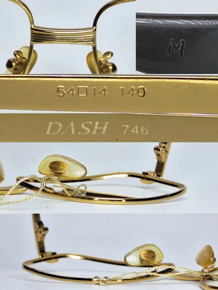 DASH 746 안경테 54mm 골드 스퀘어 일본 빈티지 데드스톡 레트로 클래식 앤틱 복고 Y2K 아메카지 패션 이미지