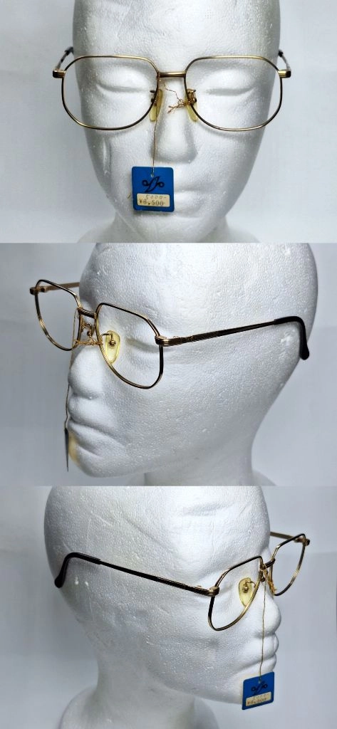 PRADO 571 안경테 52mm 골드 티타늄 이온도금 일본 빈티지 데드스톡 아메카지 레트로 Y2K 패션 아이웨어 이미지