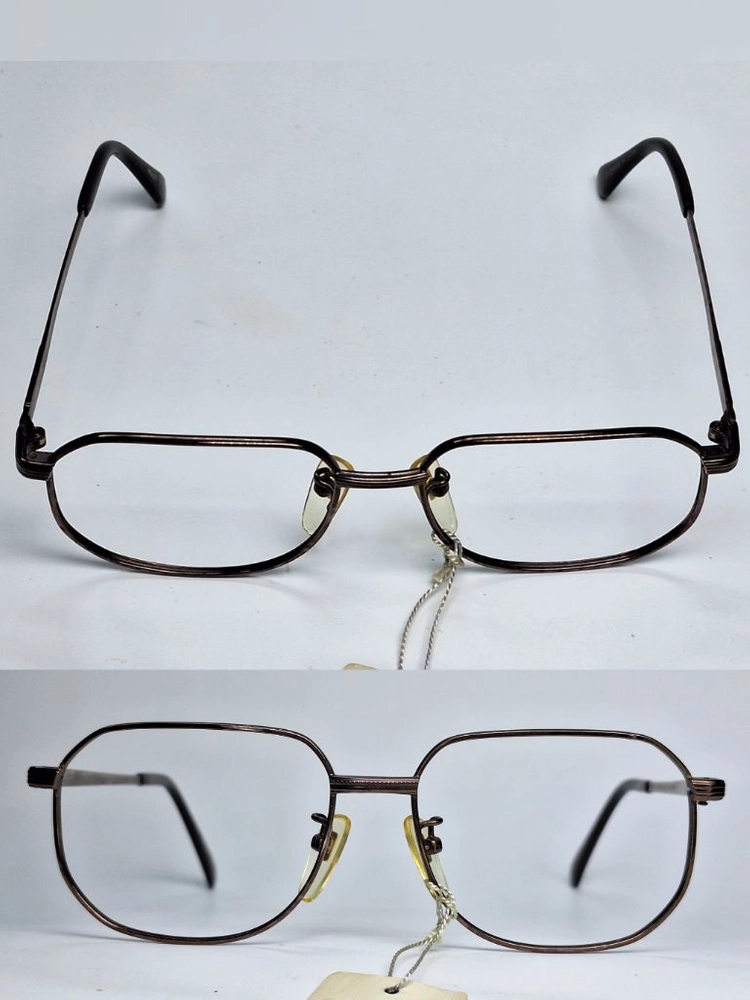 PRADO 571 안경테 52mm 브라운 티타늄 이온도금 일본 빈티지 데드스톡 아메카지 레트로 Y2K 패션 아이웨어 이미지