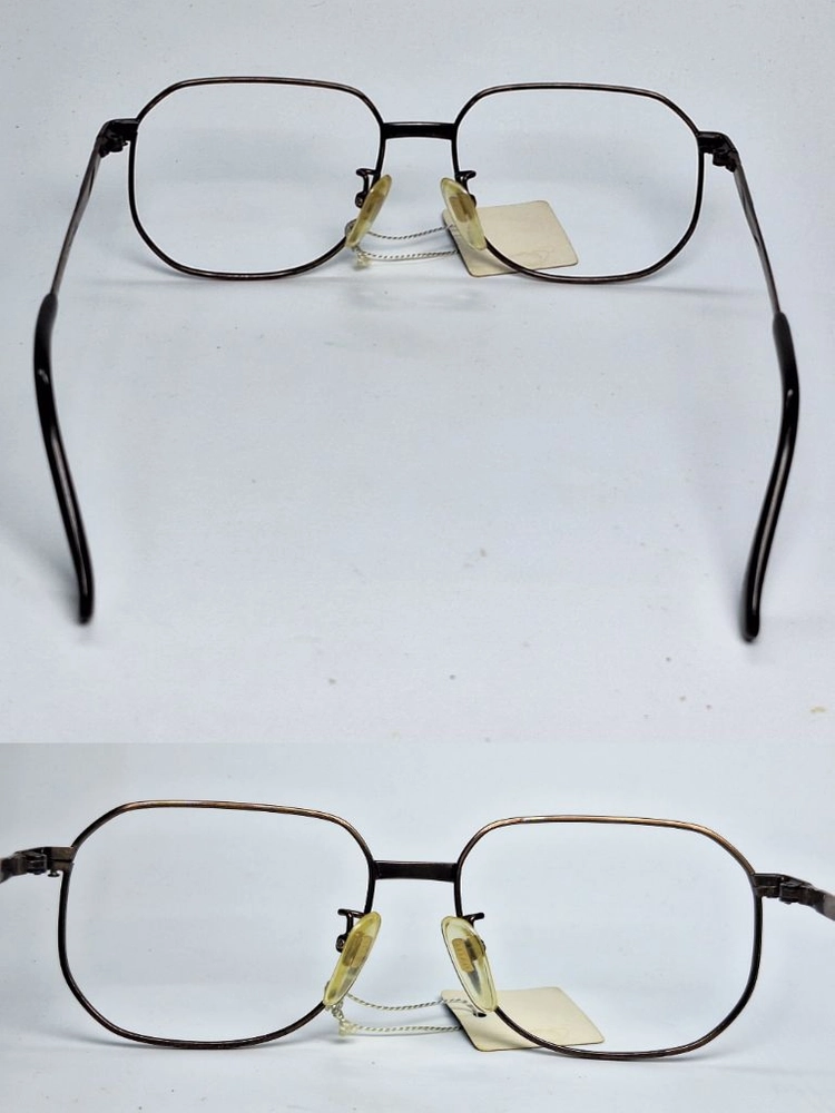PRADO 571 안경테 52mm 브라운 티타늄 이온도금 일본 빈티지 데드스톡 아메카지 레트로 Y2K 패션 아이웨어 이미지