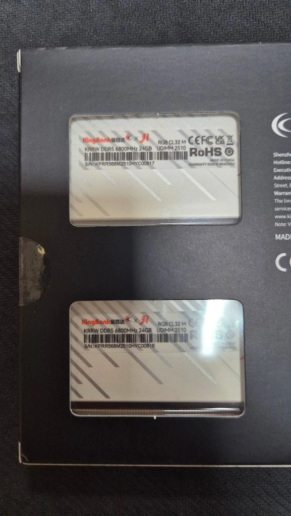새제품급) 킹뱅크 DDR5 48GB 24GB 2장 6800MHz CL32 화이트 RGB 하이닉스 램 - 안심되는 중고거래