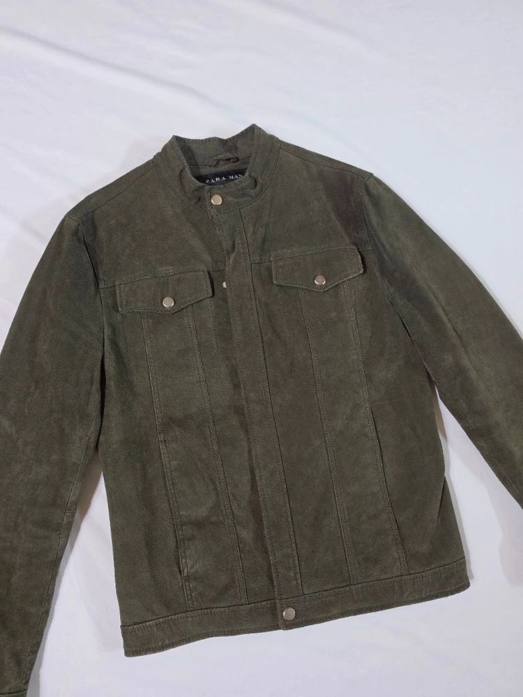 [m] ZARA MAN 피그스킨 스웨이드 남성 리얼레더 돼지가죽 자켓 빈티지 이미지