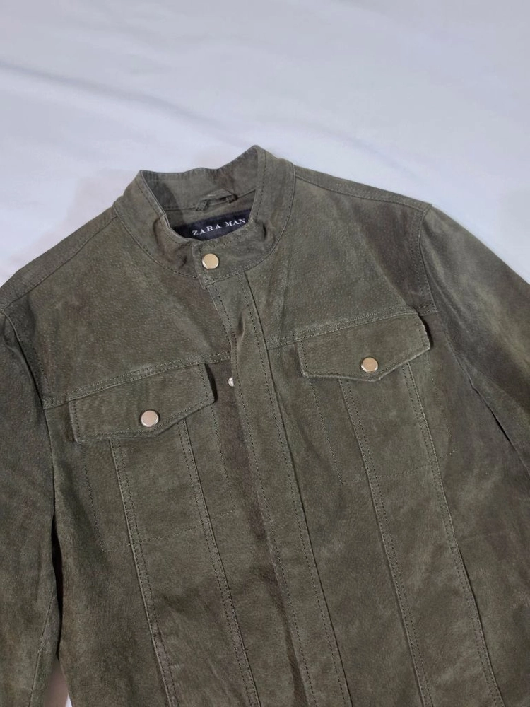 [m] ZARA MAN 피그스킨 스웨이드 남성 리얼레더 돼지가죽 자켓 빈티지 이미지