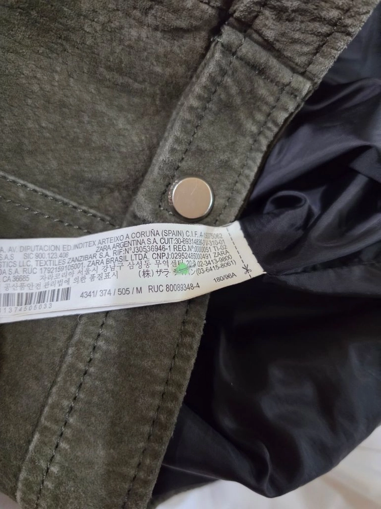 [m] ZARA MAN 피그스킨 스웨이드 남성 리얼레더 돼지가죽 자켓 빈티지 이미지