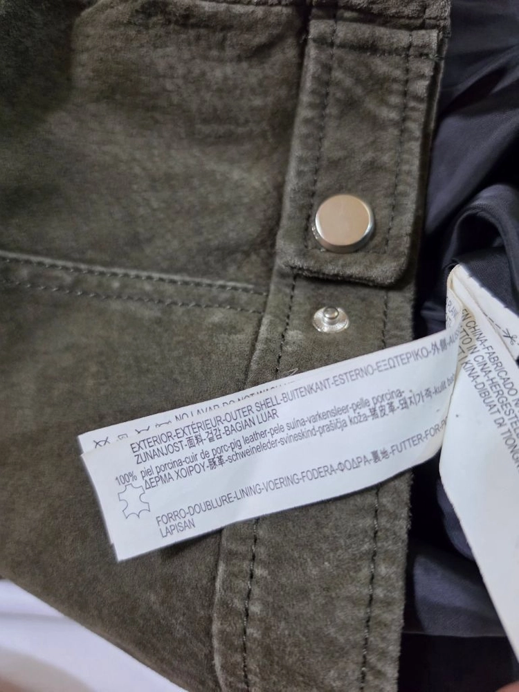 [m] ZARA MAN 피그스킨 스웨이드 남성 리얼레더 돼지가죽 자켓 빈티지 이미지