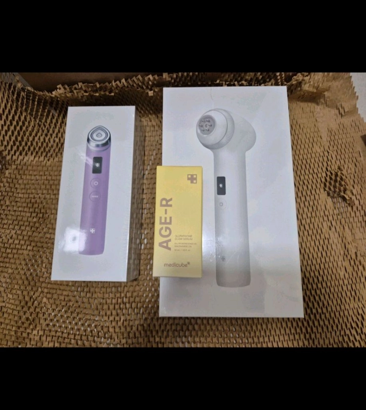 (박스미개봉 정품) 메디큐브 에이지알 부스터 프로 라벤더 + 울트라튠 + 글루타치온 앰플 세트 이미지