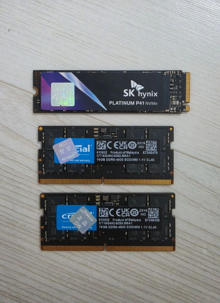 노트북용 DDR5 32GB 램 / SK하이닉스 P41 500GB SSD 판매 이미지