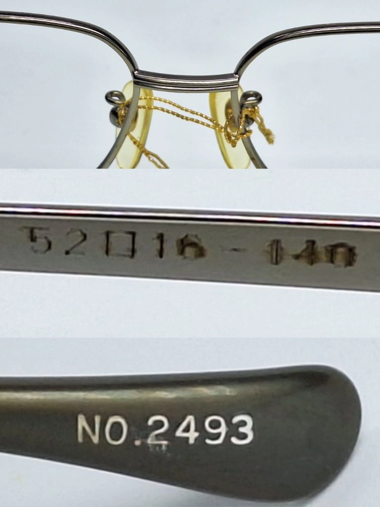 NO.2493 안경테 52mm 실버 스퀘어 일본 빈티지 데드스톡 아메카지 레트로 클래식 앤틱 복고 Y2K 아이웨어 이미지