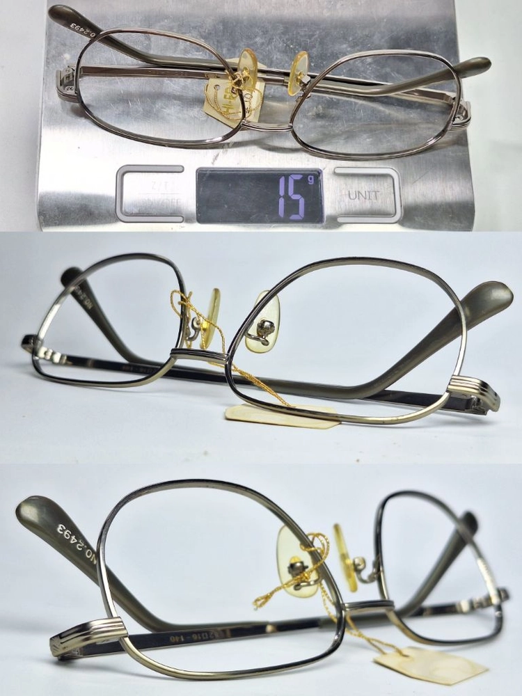 NO.2493 안경테 52mm 실버 스퀘어 일본 빈티지 데드스톡 아메카지 레트로 클래식 앤틱 복고 Y2K 아이웨어 이미지