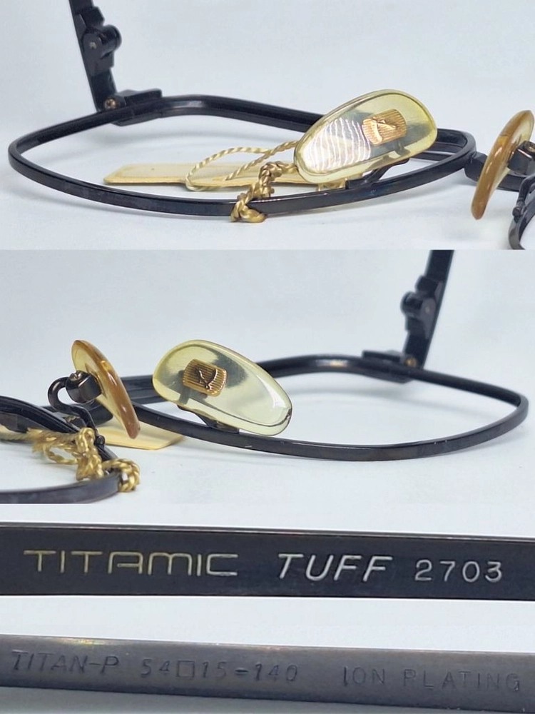 TITAMIC TUFF 2703 안경테 54mm 티타늄 이온도금 투브릿지 일본 빈티지 데드스톡 아메카지 레트로 패션 이미지