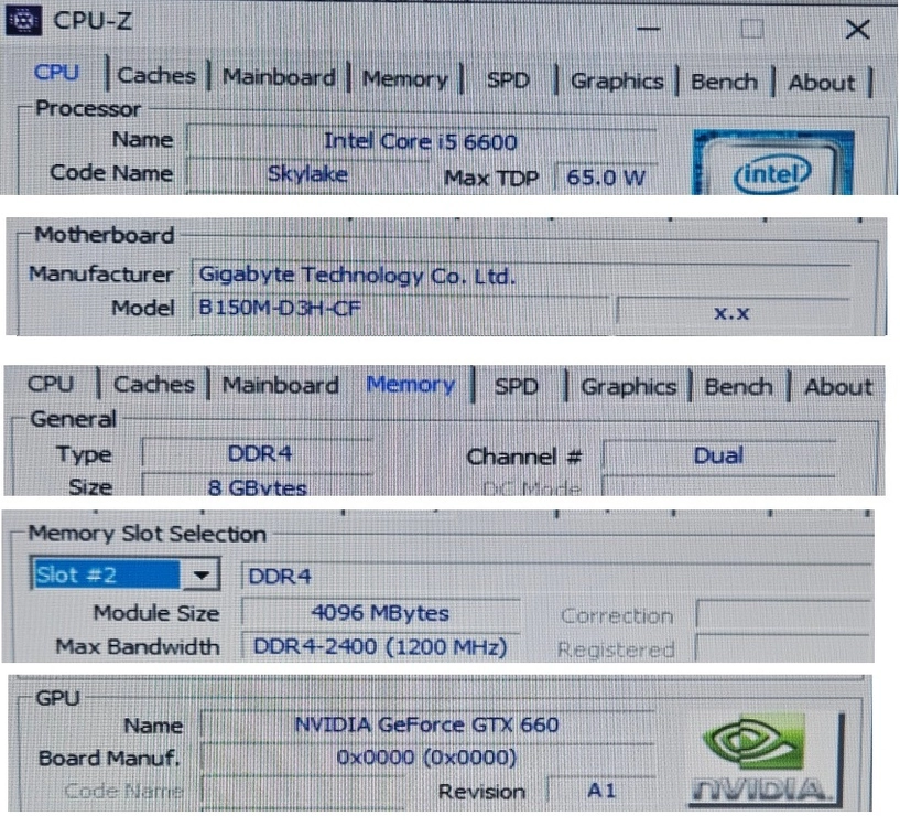 데스크탑PC (i5-6600, RAM 8G, SSD 120G, HDD 500G, GTX660) 이미지