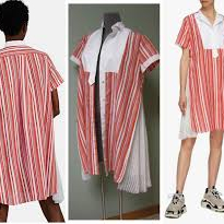 사카이 sacai 스트라이프 사이드지퍼 셔츠 원피스 이미지