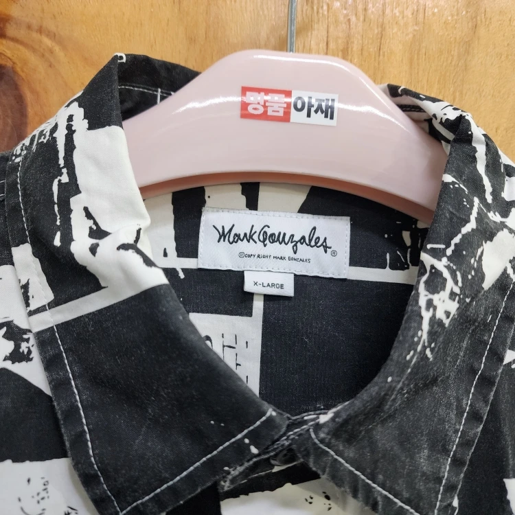 마크 곤잘레스 그래픽 콜라주 오버핏 코튼 긴팔 셔츠 블랙 남방 105 이미지