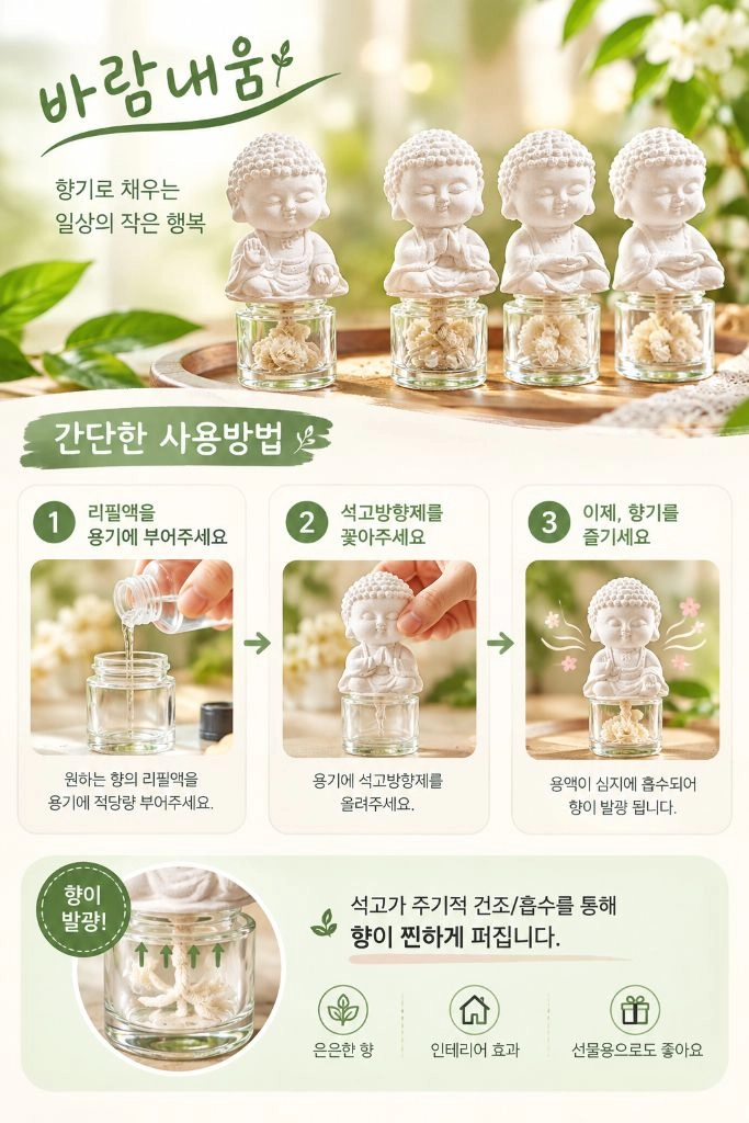 통통이 불상 석고 디퓨저 3종 세트 이미지