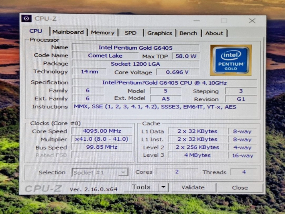 인텔 펜티엄 골드 G6405 CPU (LGA1200 / 써멀구리스 포함) 10세대 11세대 1200 내장그래픽 탑재 이미지