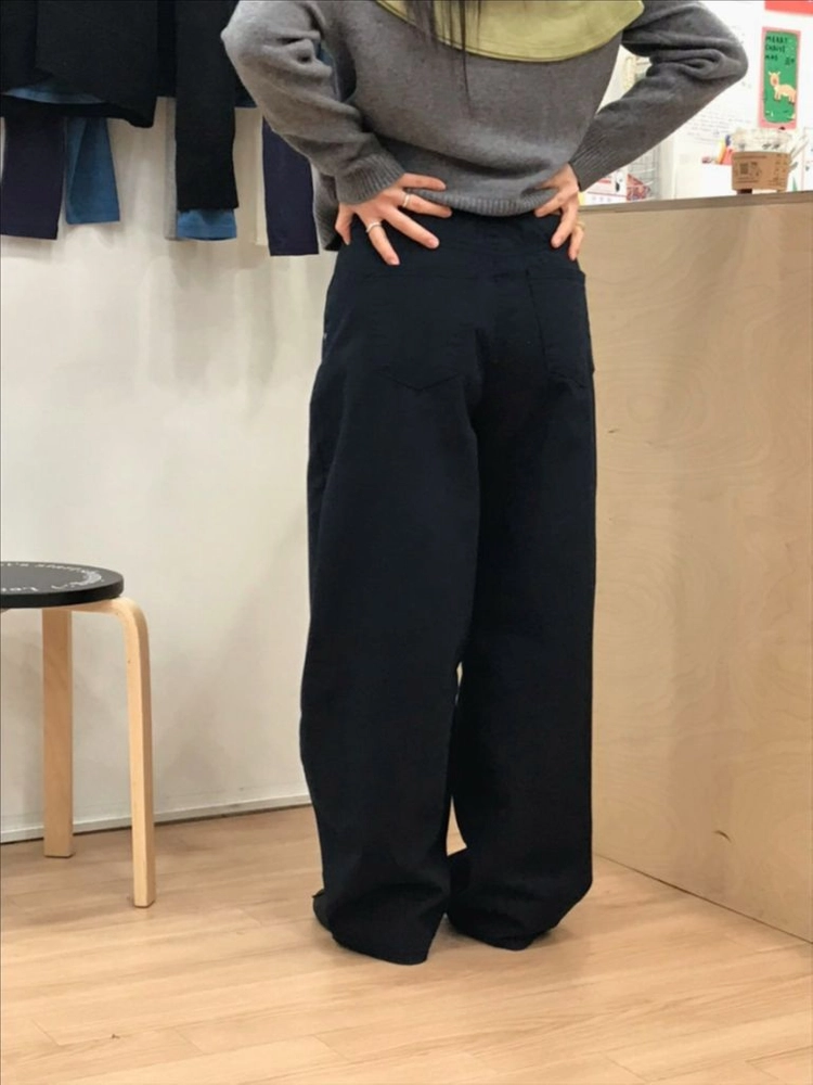 프사이샵 저지팬츠 (하체커버 커브핏) 벌룬핏 코튼 면 와이드핏 팬츠 (네이비 미듐) 이미지