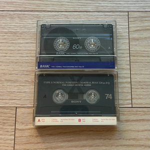 소니 Sony BASIC 60 74 Type I 일본제 카세트 중고 공테이프 2개 이미지