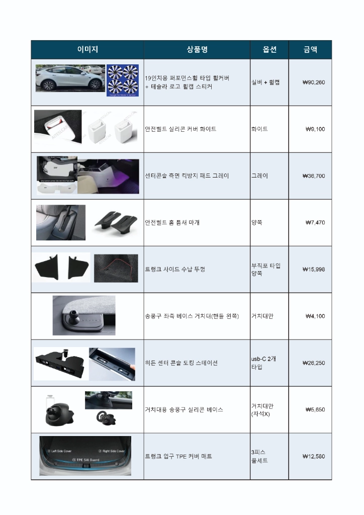 테슬라 주니퍼Y Rwd 용품일괄(계약취소) 이미지