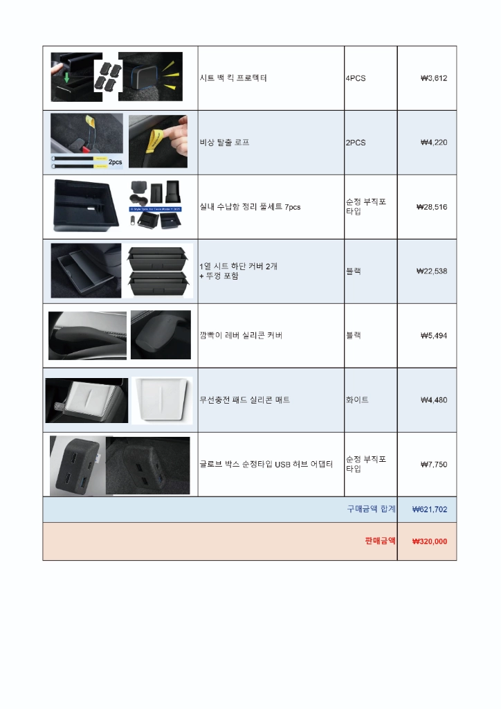 테슬라 주니퍼Y Rwd 용품일괄(계약취소) 이미지