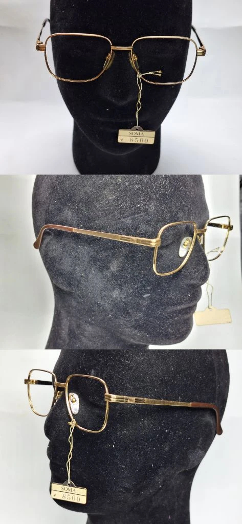 S-662 안경테 52mm 티타늄 골드 스퀘어 일본 빈티지 데드스톡 아메카지 레트로 Y2K 수입 패션 아이웨어 앤틱 이미지