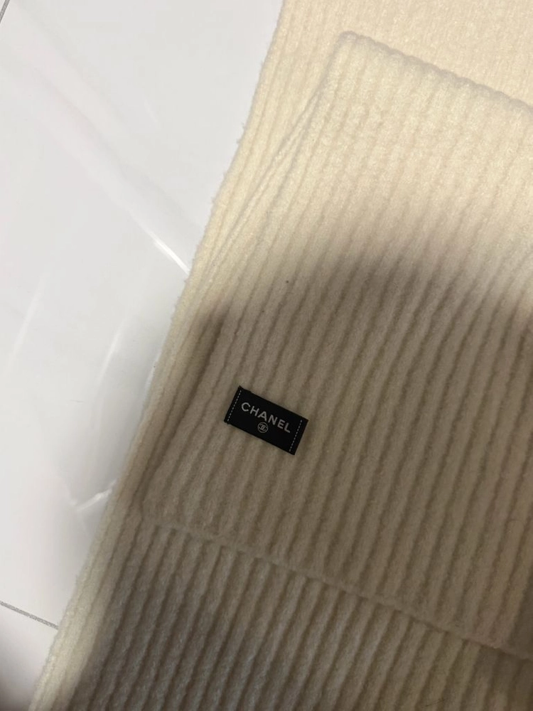 (정품) 샤넬 CC로고 캐시미어 아이보리 목도리 이미지