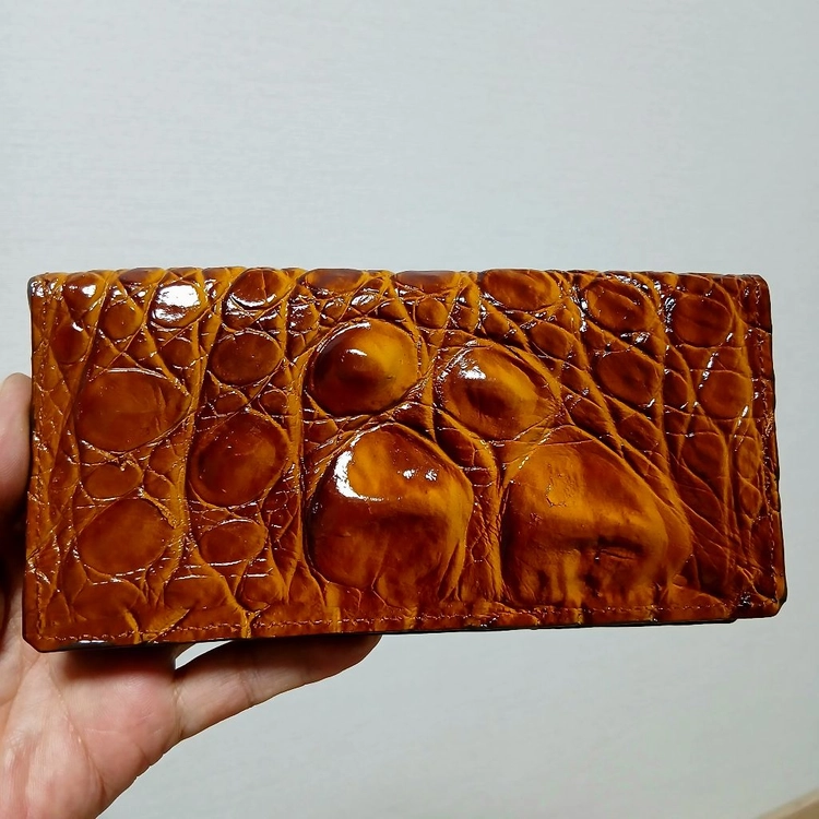 UEGENE LEATHER 악어가죽 장지갑 브라운 이미지