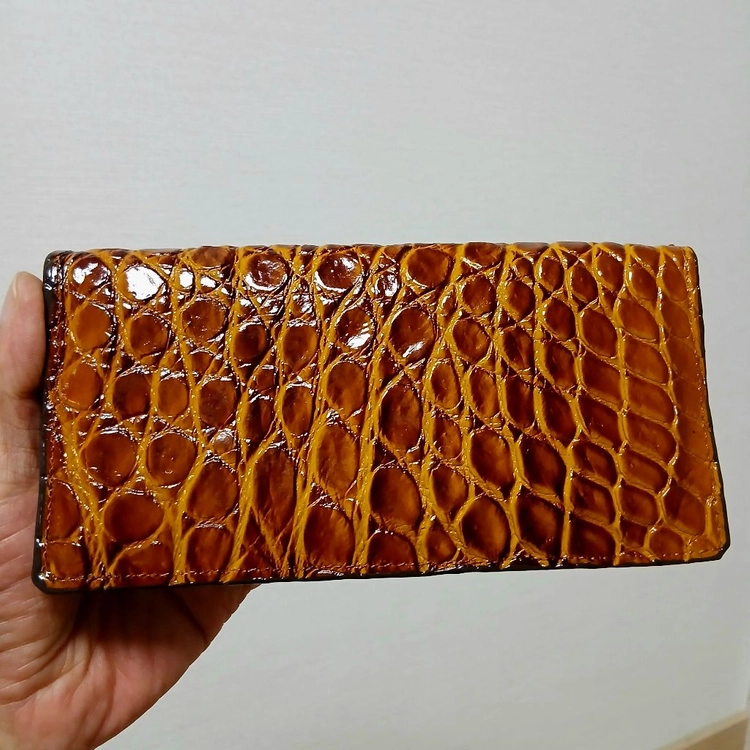 UEGENE LEATHER 악어가죽 장지갑 브라운 이미지
