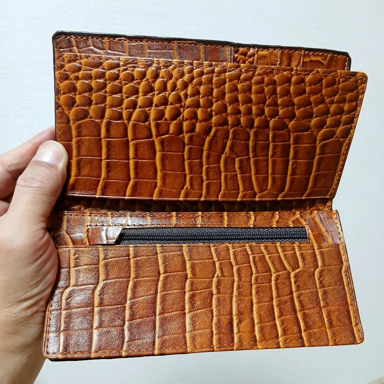 UEGENE LEATHER 악어가죽 장지갑 브라운 이미지