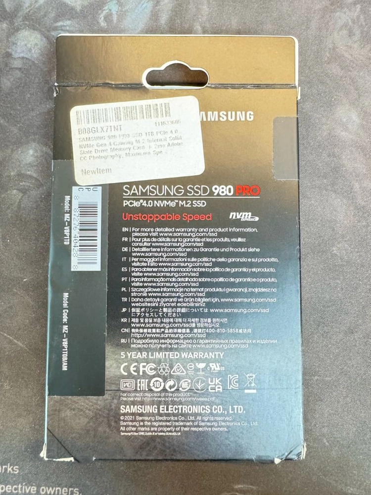 980pro M.2 NVMe SSD 1TB 직구 미개봉 이미지