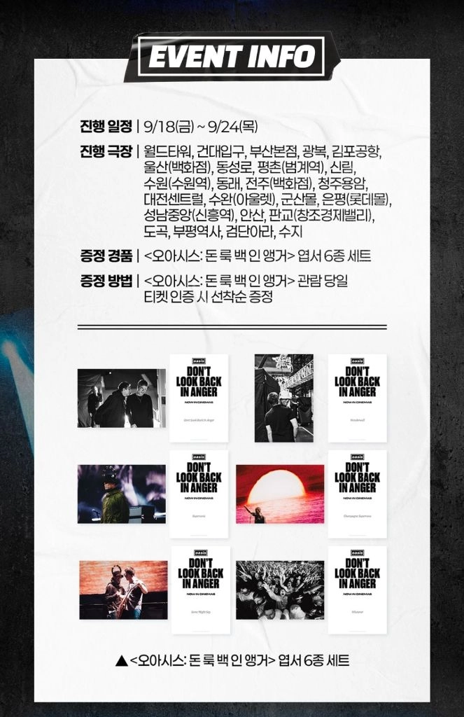 (미개봉) 오아시스 돈룩백인앵거 롯데시네마 2주차 특전 엽서 세트 이미지