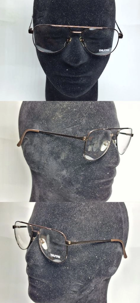 TAIYO 124 10 안경테 52mm 브라운 투브릿지 일본 빈티지 데드스톡 아메카지 레트로 Y2K 클래식 앤틱 이미지