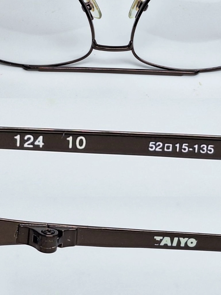TAIYO 124 10 안경테 52mm 브라운 투브릿지 일본 빈티지 데드스톡 아메카지 레트로 Y2K 클래식 앤틱 이미지