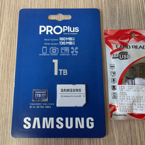 삼성 PRO PLUS 1TB 마이크로 SD 카드 + 카드 리더기 (미개봉) 이미지