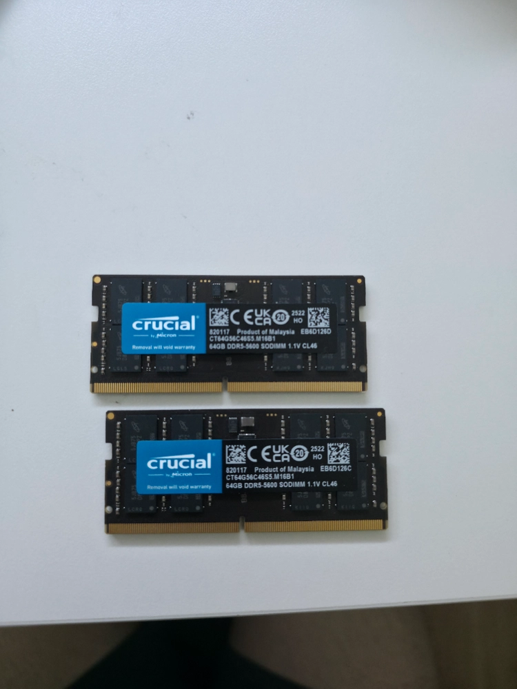 마이크론 micron crucial DDR5 128gb (64GB x 2) 5600 mhz sodimm 노트북램. 이미지
