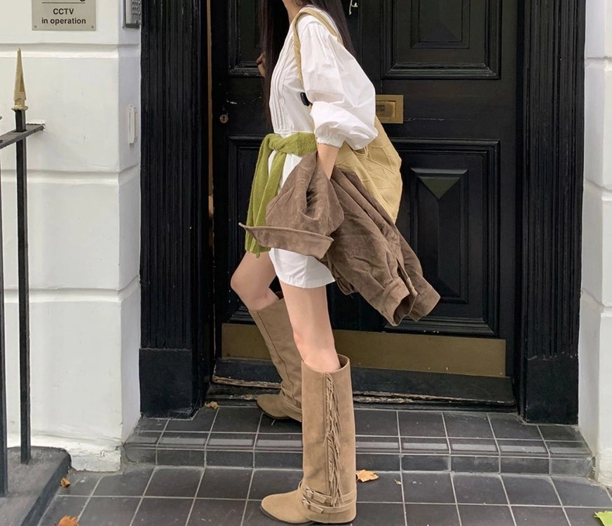 브라운 태슬 롱부츠 240 새상품 이미지