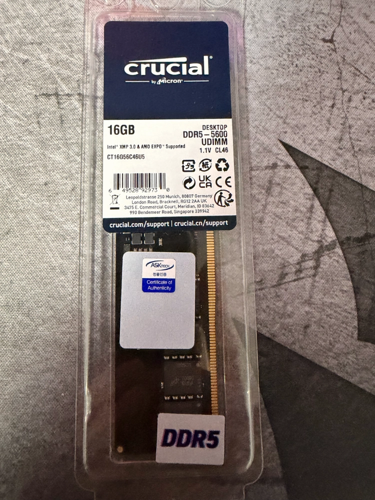 마이크론 DDR5 16기가 5600클럭 판매합니다 - 안심되는 중고거래