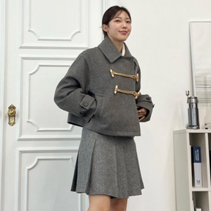 앳코너 캐시미어혼방 오버핏 더플 코트 이미지