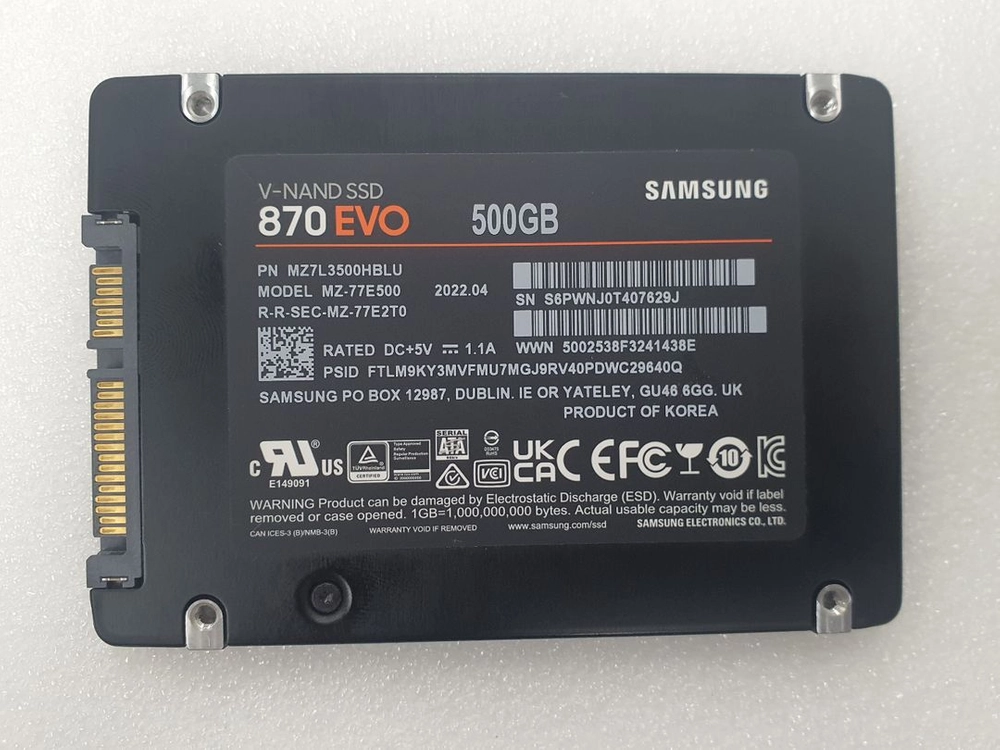 컴퓨터 저장장치 삼성 870EVO SSD 500GB 이미지