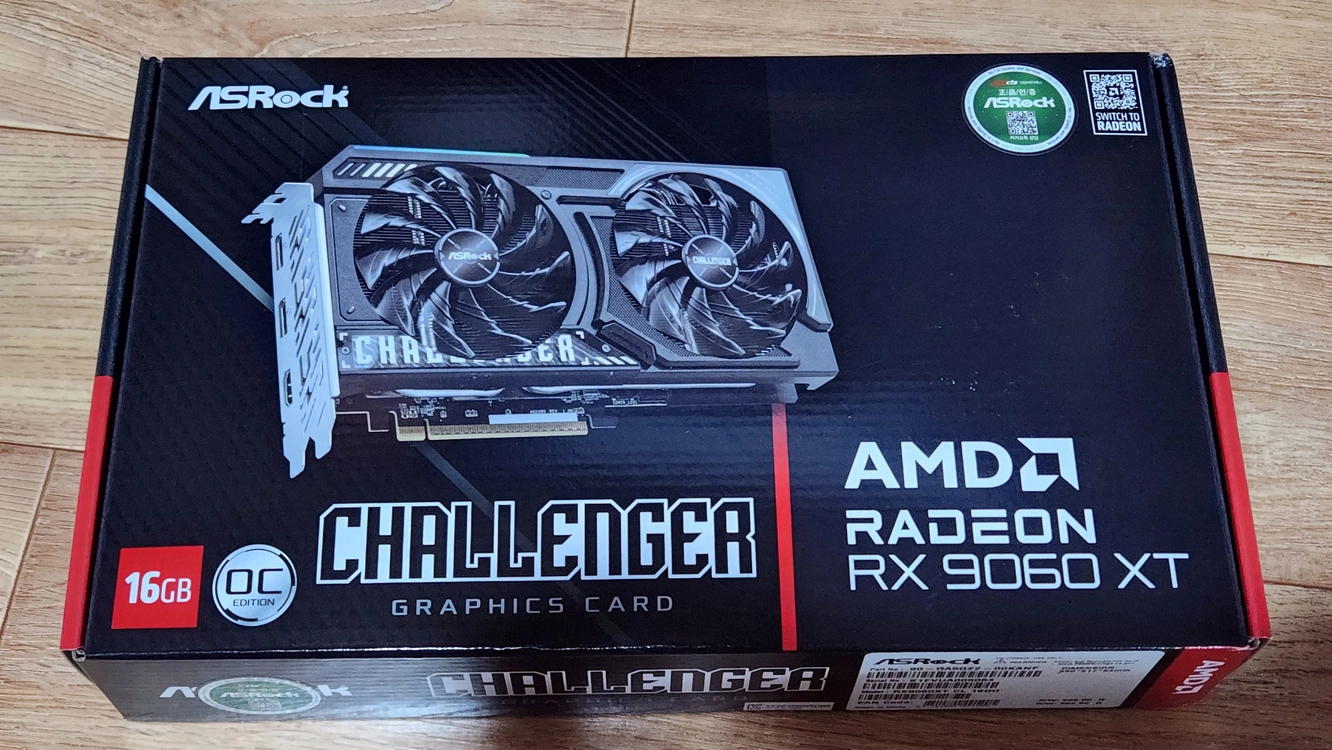 asrock 라데온 rx 9060 xt challengr oc d6 16gb 새제품 이미지