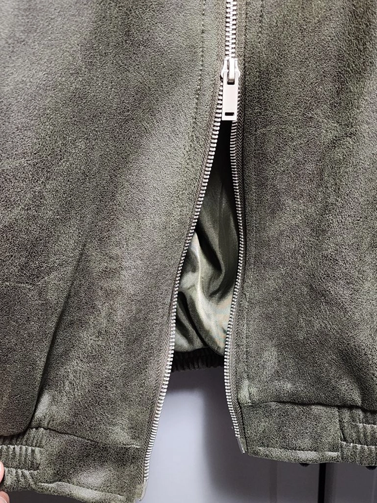 블랙모먼트 비건 스웨이드 오버핏 미니멀 스트레이트 집업 블루종 자켓 이미지