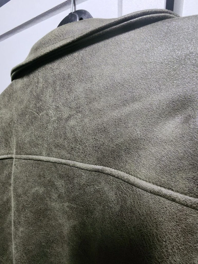 블랙모먼트 비건 스웨이드 오버핏 미니멀 스트레이트 집업 블루종 자켓 이미지