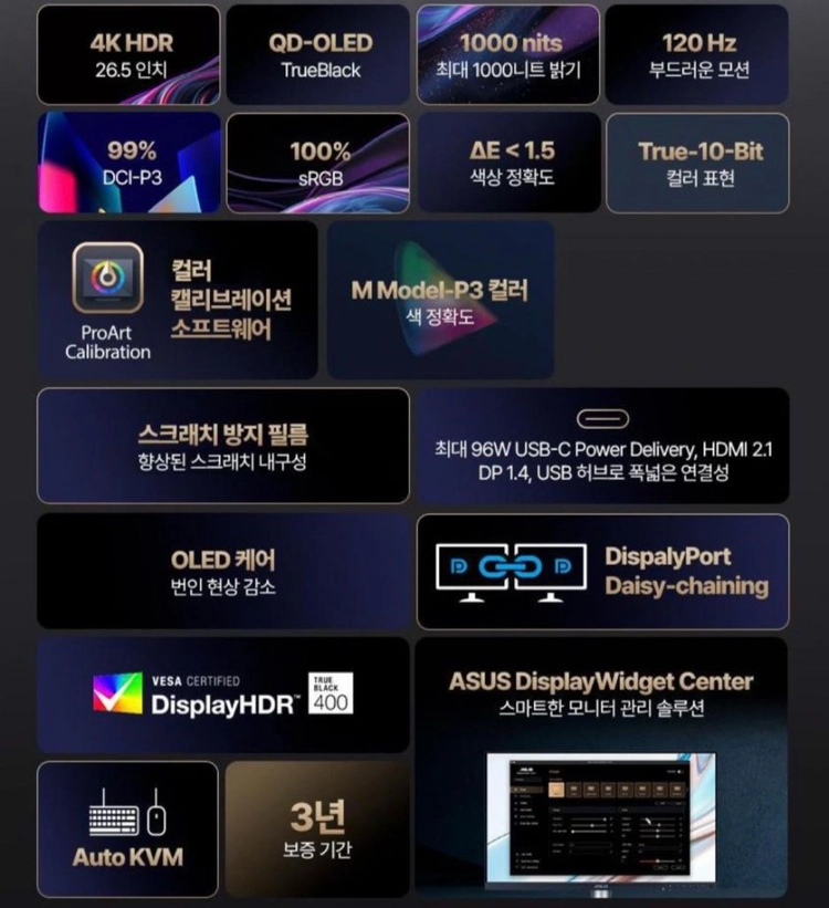 ASUS ProArt PA279CDV QD-OLED 4k 이미지