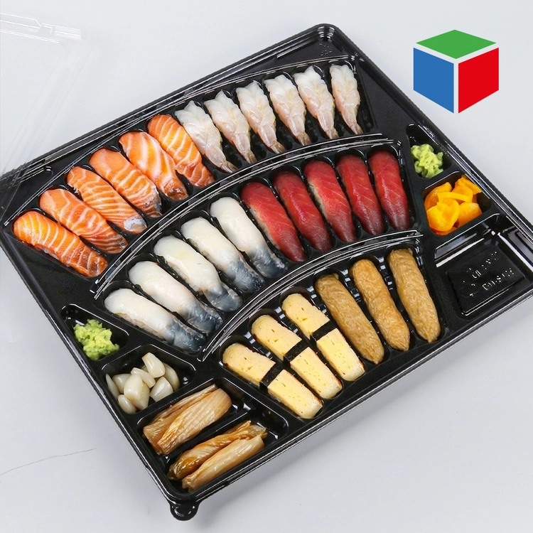 대흥포장 28p 초밥 용기 세트 전골 냄비 탕 찌개 비닐봉투 반찬 배달 일회용품 파티션 도시락 부채꼴 플라스틱용기 이미지