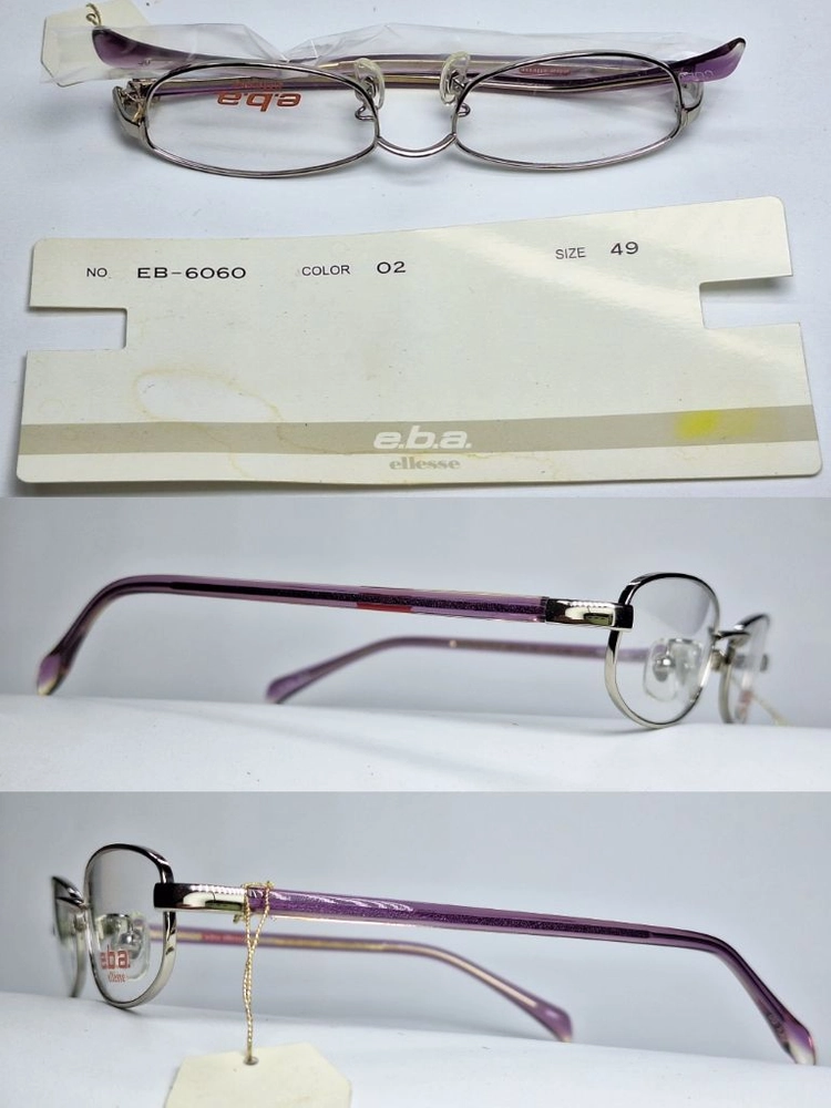 엘레쎄 ELLESE EB-6060 02 안경테 49mm 슬림 스퀘어 긱시크 일본 빈티지 데드스톡 아메카지 Y2K 이미지