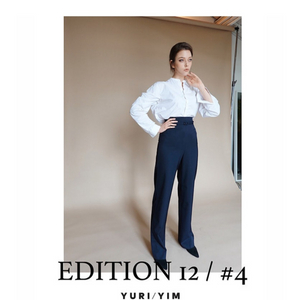 yuriyim edition12 유리임))벨트 하이웨스트 팬츠 네이비색상 이미지