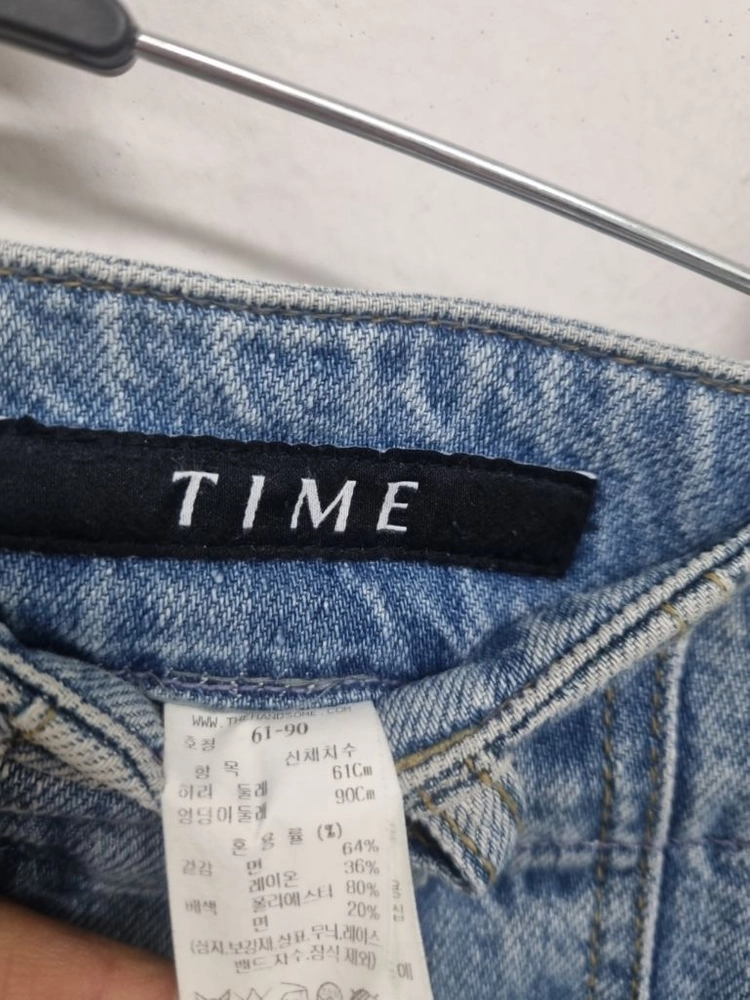 한섬TIME 타임 워시드 핀턱 와이드 데님 팬츠 이미지