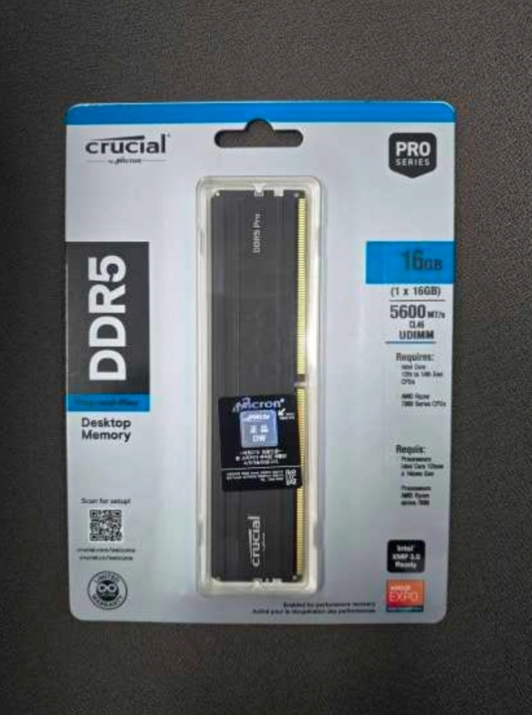 (새상품)마이크론 Crucial DDR5-5600 CL46 PRO (16GB) - 안심되는 중고거래